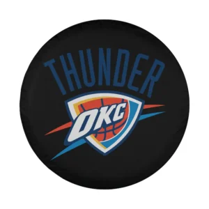 Close-up of Oklahoma City Thunder logo design on NBA spare tire cover