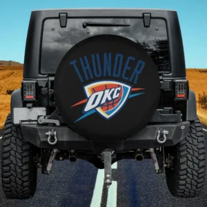 Oklahoma City Thunder logo NBA spare tire cover without camera hole on Jeep spare tire