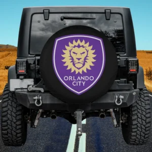 Orlando City SC lion crest MLS spare tire cover without camera hole on Jeep