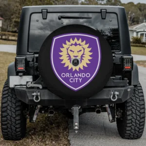 Orlando City SC lion crest MLS spare tire cover with backup camera hole