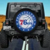 Philadelphia 76ers logo basketball spare tire cover without camera hole on Jeep