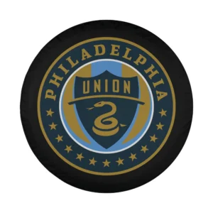 Philadelphia Union snake shield MLS spare tire cover design close-up