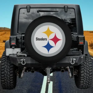 Pittsburgh Steelers NFL fan gear spare tire cover on Jeep without camera hole