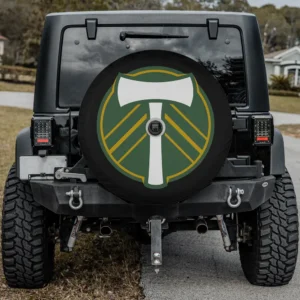 Portland Timbers axe logo MLS spare tire cover with camera hole on Jeep rear spare tire