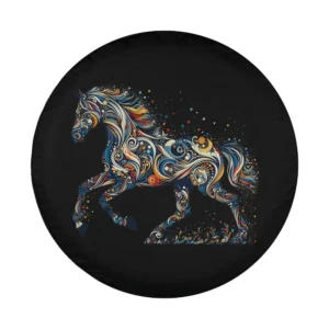 psychedelic swirl majestic horse graphic design for spare tire cover