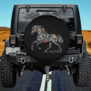 psychedelic swirl majestic horse graphic spare tire cover no camera hole for Jeep SUV RV