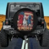 Red white blue horses USA flag spare tire cover with no camera hole for Jeep or SUV