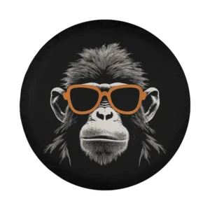 Stencil art gorilla face with retro sunglasses graphic design for spare tire cover