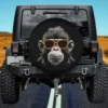 Retro sunglasses stencil art gorilla face spare tire cover with no camera hole for Jeep, SUV, RV