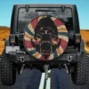 Retro union jack gorilla distressed ape spare tire cover with vintage rays for Jeep and SUV, no camera hole