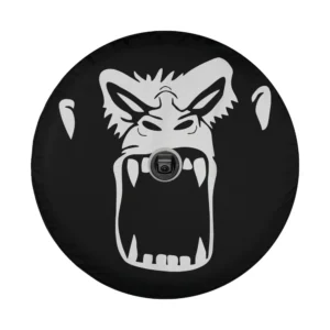 Cartoon roaring alpha gorilla face graphic for wildlife spare tire cover