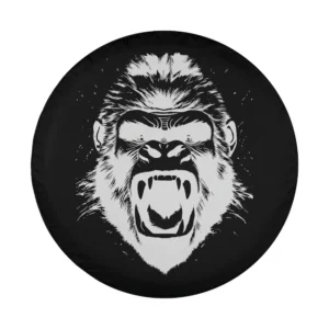 roaring gorilla face monochrome animal spare tire cover design only