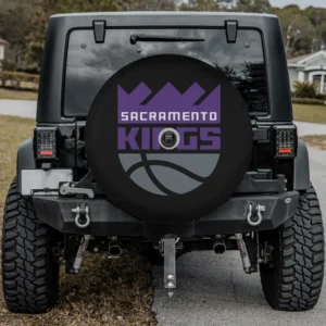 Sacramento Kings logo basketball spare tire cover with camera hole on Jeep