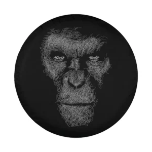 Scribble art silverback gorilla face head design for spare tire cover