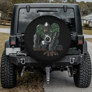 Silverback gorilla camouflage army jacket spare tire cover with backup camera hole
