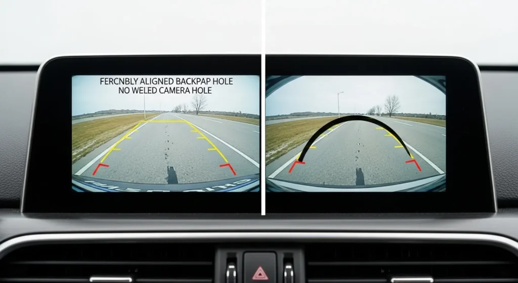 Spare tire cover installation mistake loose drawcord showing correctly tightened snug cover vs loose sagging cover that will flap