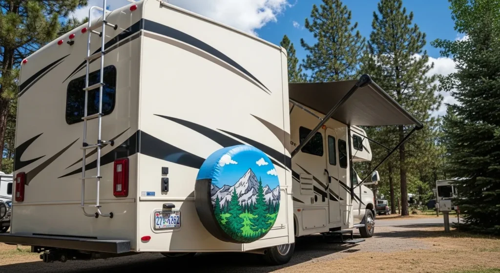 spare tire cover camera hole RV trailer no camera hole needed campground fitted cover
