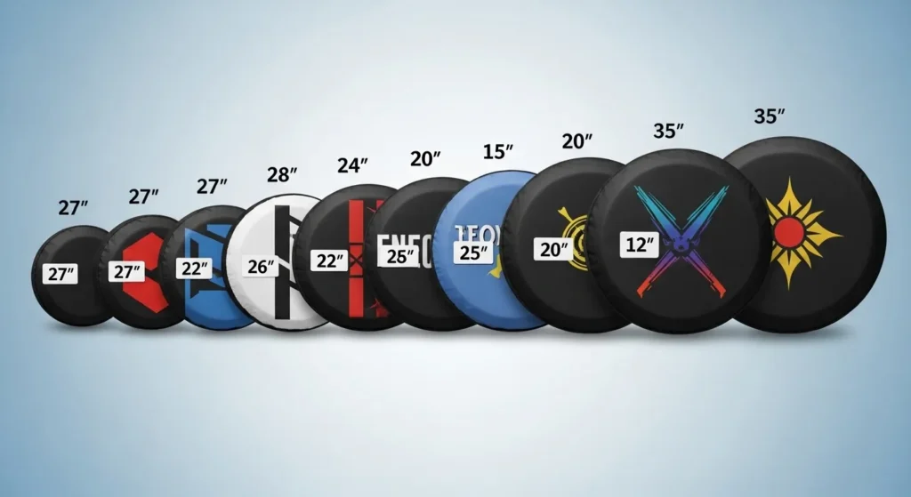 spare tire cover size chart 27 to 35 inches