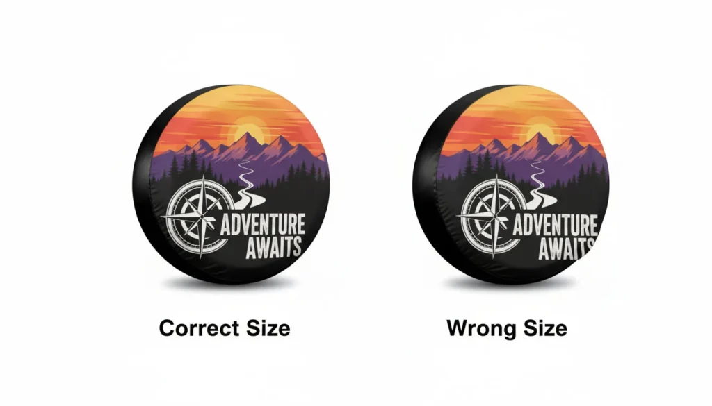 spare tire cover size mistakes correct vs wrong size comparison