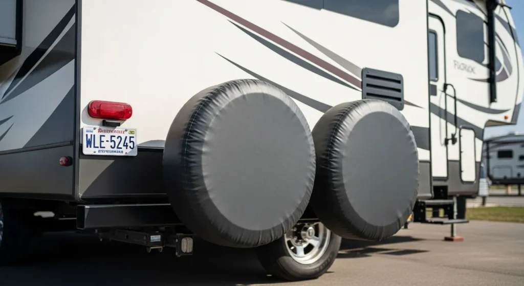 spare tire cover sizes RV fifth wheel travel trailer fitted spare tire