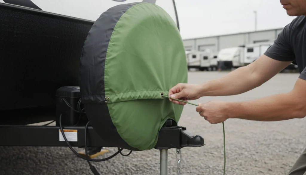 spare tire covers for trailers checking drawcord tightness periodic maintenance storage