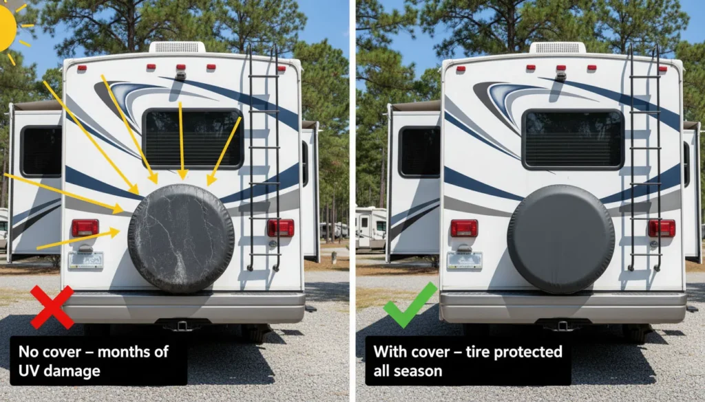 spare tire covers RV worth it long term storage protected vs exposed UV damage