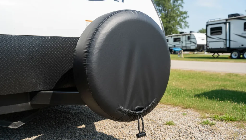 spare tire covers RV worth it snug fit drawcord secured travel trailer storage