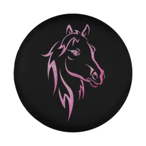 Pink sparkle horse outline art for girls spare tire cover design only