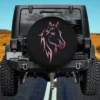 Sparkle pink horse outline girls spare tire cover on Jeep with no camera hole