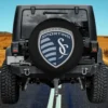 Sporting Kansas City shield logo MLS spare tire cover no camera hole on Jeep