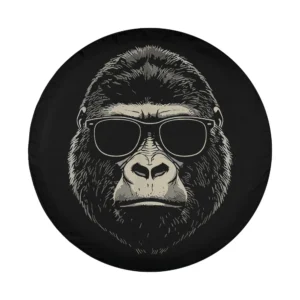 Bold sunglasses graphic gorilla face design for spare tire cover