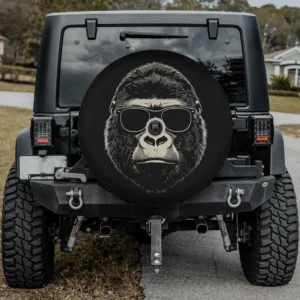 Sunglasses graphic gorilla face bold spare tire cover with camera hole for SUV