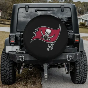 Tampa Bay Buccaneers flag skull football design spare tire cover with camera hole
