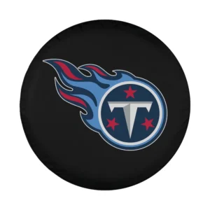 Close-up of Tennessee Titans flame logo design on spare tire cover