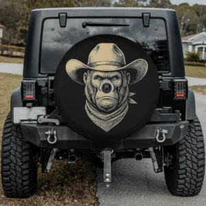 Vintage gorilla cowboy hat bandana retro western spare tire cover with camera hole option