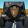 Western Conference MLS shield spare tire cover on black Jeep without camera hole