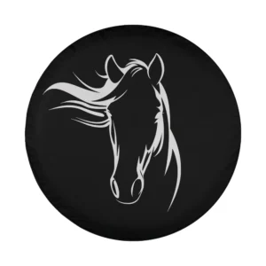 Minimalist white horse silhouette with flowing mane graphic art design