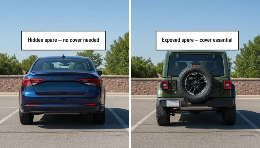 why Jeep owners use spare tire covers hidden spare vs exposed spare comparison