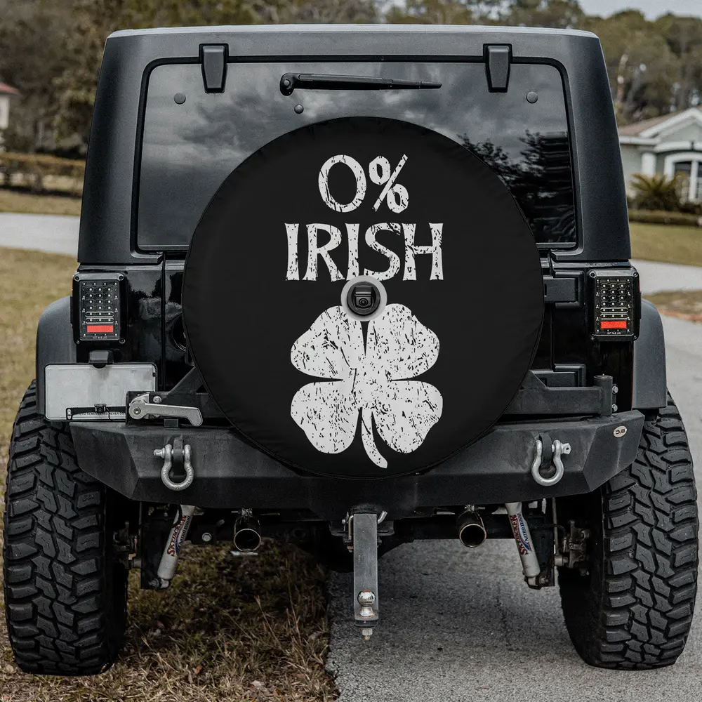 0 percent irish distressed clover st patricks spare tire cover with camera hole