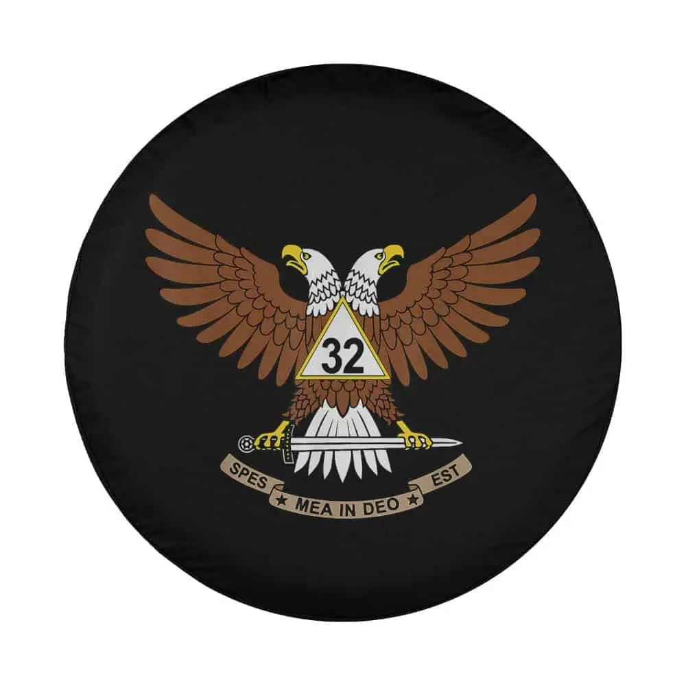32nd degree masonic double headed eagle triangle design spare tire cover