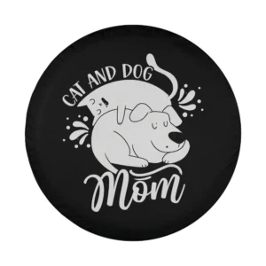 cat dog mom line art pet lover design for spare tire cover