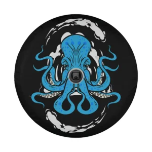 Blue kraken tentacles swirling waves octopus graphic design for spare tire cover