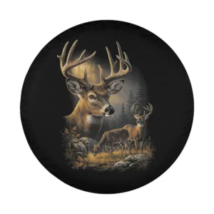 Whitetail deer vintage buck autumn forest wildlife hunting tire cover design