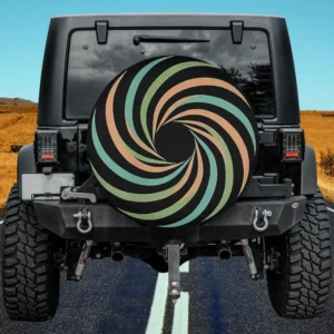 Abstract flow spiral minimalist design spare tire cover for Jeep Wrangler without camera hole