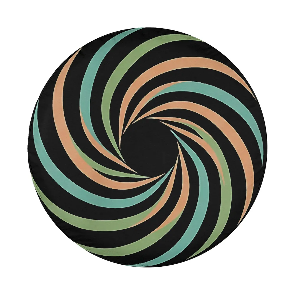 Minimalist abstract spiral flow design for Jeep spare tire cover closeup