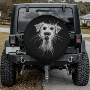 abstract scribble puppy drawing dog lovers spare tire cover with camera hole