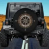 Adventure Awaits compass design Jeep Wrangler spare tire cover without camera hole