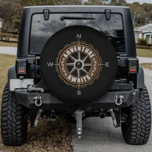 Adventure Awaits compass Jeep Wrangler spare tire cover with backup camera hole option