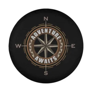 Adventure Awaits compass rose graphic spare tire cover design only