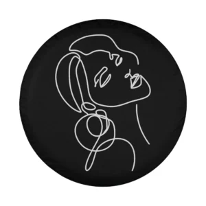 Minimalist abstract line art woman fashion drawing design for spare tire cover